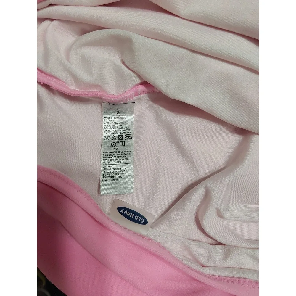 Old Navy Womens Large Pink Ruched V-Neck One Piece Swimsuit Sleeveless Swimwear